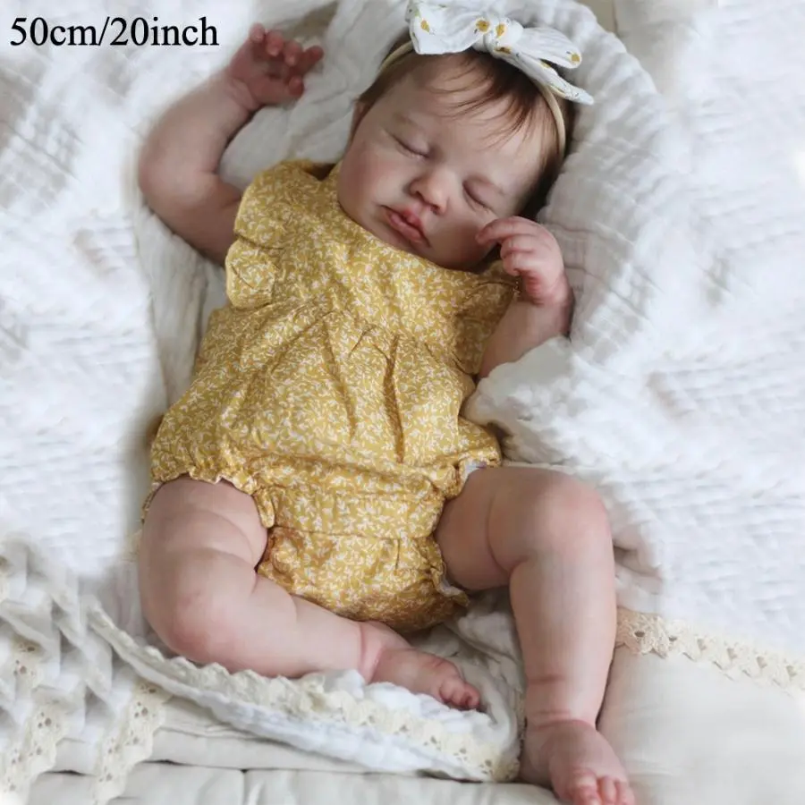 Reborndoll Lifelike 50cm/20inch Asleep Newborn Baby Doll - Soft Body Art Toy with 3D-Paint Skin, Visible Veins, Cloth Body, Vinyl Limbs, Kids Birthday Gift from Rebirth Doll Toy Store, Soft Body Doll