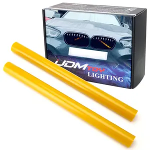 iJDMTOY Dual Neon Yellow Behind Kidney Grille V-Bar Decoration Cover Trims, For BMW Gxx 5 6 Series X3 X4 X5 X6 X7