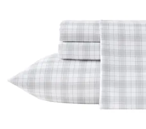 Eddie Bauer Penstemon Plaid White/Grey Microfbr Full Sheet Set