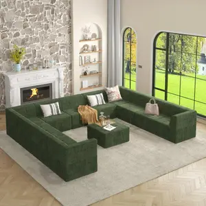 seat sofa Compressed Sectional Sofa Modern Minimalist Style Corduroy Couch, Sleeper Sofa for Living Room, Bedroom, Comfy Compressed Sofa Couch Space-Efficient Design-green Lounge Elegant Premium Easy To Move Soft Reversible