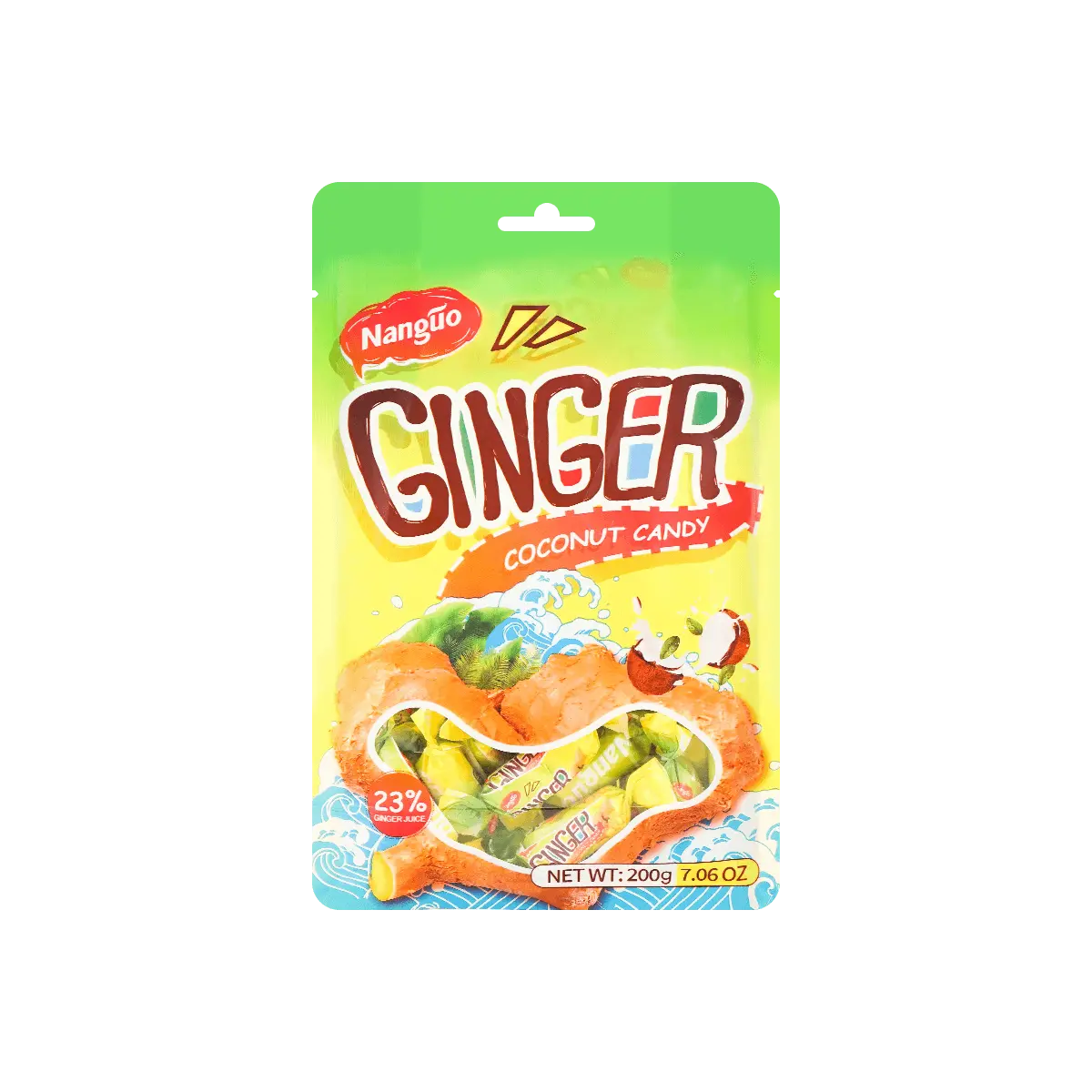 NANGUO Ginger Coconut Candy Hard Candy 200g - Authentic Chinese Snack, Sweet & Spicy Flavor, Individually Wrapped