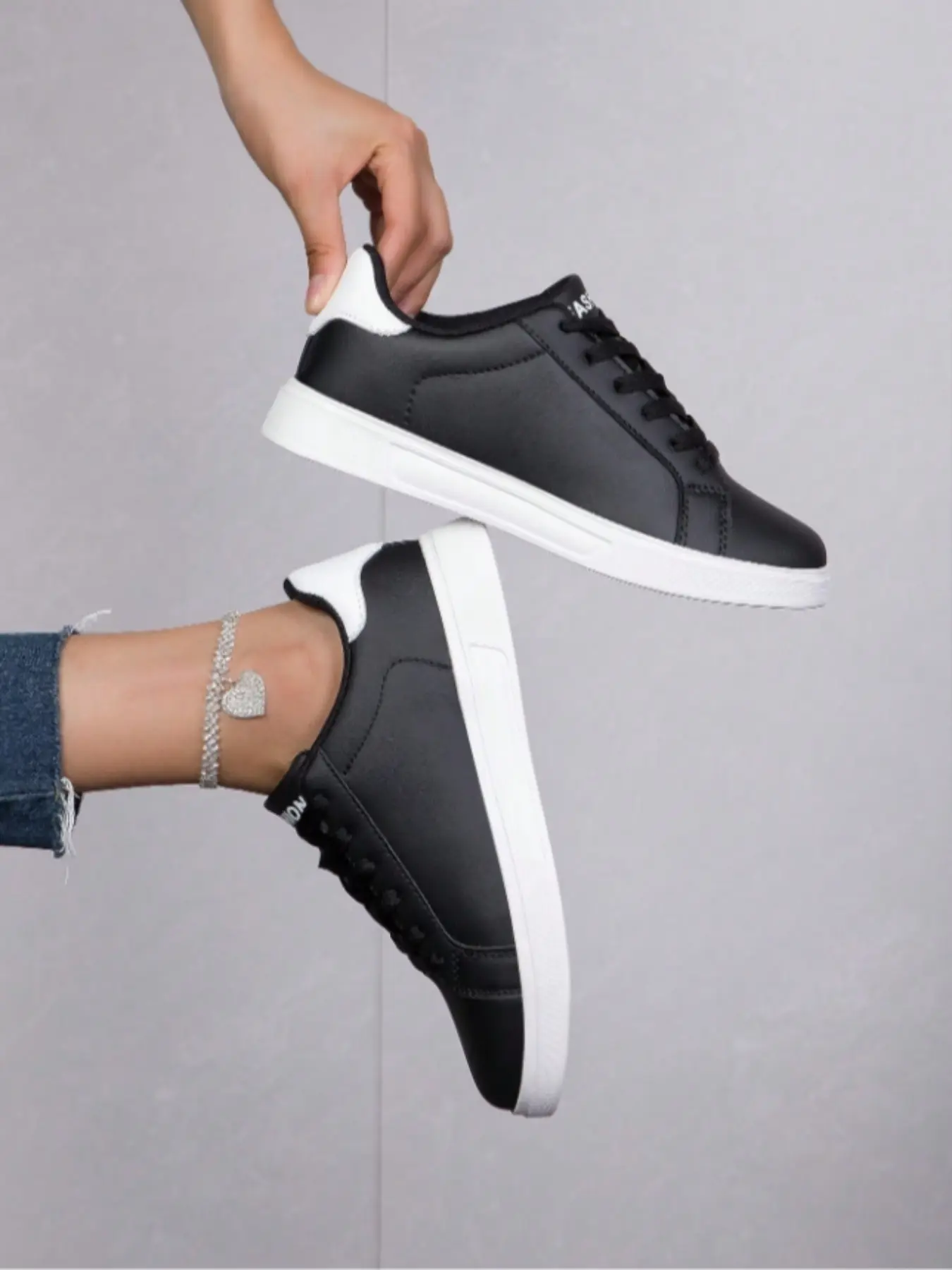 Spring Summer Bestselling Basic Shoes, Breathable Soft Sole Anti-Slip, Casual PU Leather Low Top Sneakers for Women Students, Casual Trainer Footwear