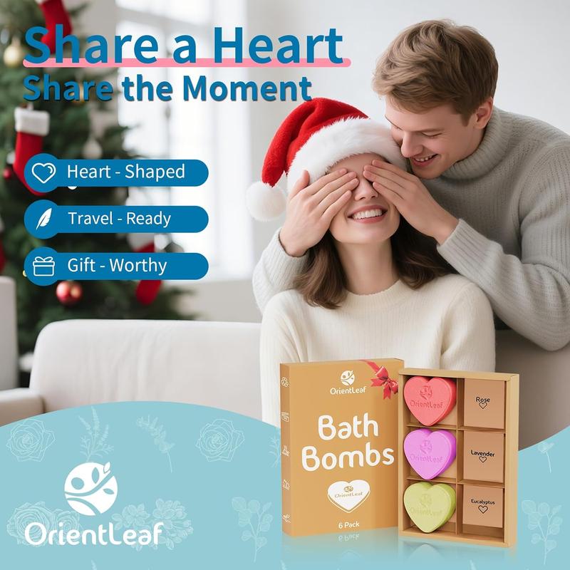 ORIENTLEAF Bath Bombs for Women, Stocking Stuffers, Bath Bombs Plant Scented Lavender, Rose, Eucalyptus, 6 x 2 oz