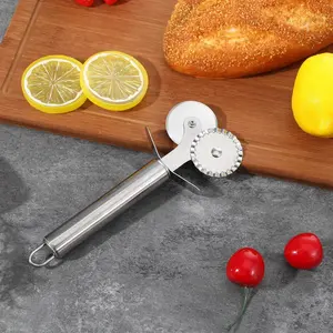 2 Pcs Pastry Wheel Cutter, Pastry Cutter Wheel Dual-Head Stainless Steel Tool, Professional Pasta Wheels Cutters with Fluted and Straight Edges for Baking and Kitchen