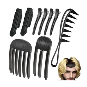 Professional Hair Sectioning Clips and Comb Set – 5 Pack Black Styling Clips with Wide Tooth Detangling Comb for Hair Cutting, Coloring & Salon Use