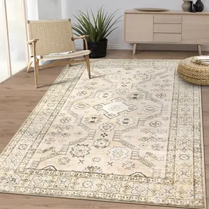 【GARVEE】Washable Area Rugs - Soft, Non-Slip, Stain Resistant Rugs for Living Room and Bedroom, Available in Beige, Sizes: 9x12, 8x10, 5x7, 2x3