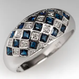 Elegant checkered ring - set with synthetic cubic zirconia - vintage high-end embellishment - modern jewelry, cocktail ring