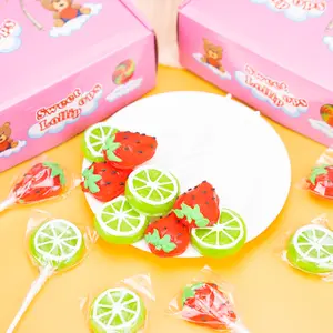 Mother's Day  Strawberry Lemon Lollipops 24 Pack - Summer Candy，Sour & Sweet，Cute Fruit Shaped，Party Favors，Classroom Rewards，Gift for Her，TikTok Viral Candy，Bulk Candy，Kids Treats very cheap candy cheap snacks  Bonbon 50 cents items candy Flavor