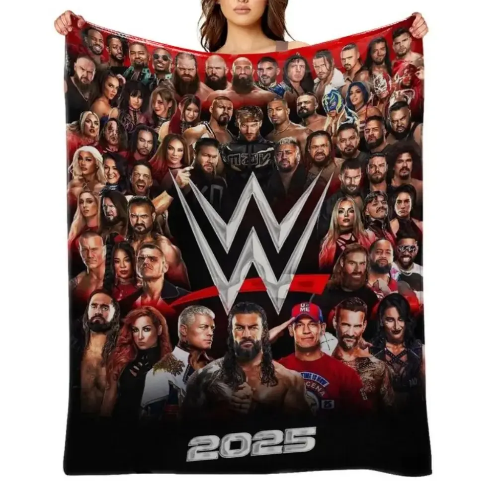 WWE Flannel Blanket, Portable All-Season Nap Throw, Cozy Home Bedding Accessory, Ideal Fan Gift for Men & Women
