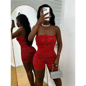 Sheer Jumpsuit Strapless tiktok Women s Summer Lace With Details