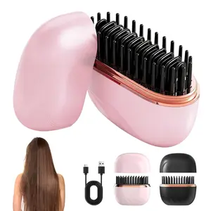Mini Hair Straightener, Rechargeable Wireless Portable Hair Straightener Brush, 3-Speed Temperature Control & Fast Heating, Anti Scald Shell, Suitable for Home Travel