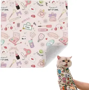 Reusable Cat Grooming Wrap – Washable Self-Adhesive Anti-Scratch Restraint Wrapfor Stress-Free Nail Clipping, Face Cleaning, Medication ， Multifunctional Care& More | Also Great for Makeup or Camera Travel Storage