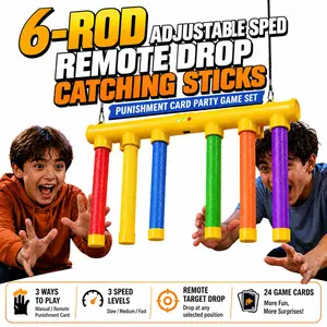Door Hanging Catching Sticks Game, Remote Control, 24 Punishment Cards, 3 Adjustable Speed, Three Speeds, Fun Party Game, Party Essential for Game Night & Family, Family Friendly