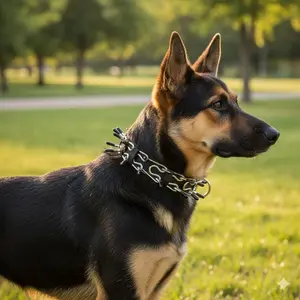 Anti-Slip Rubber Padded Training Collar for Medium Dogs | Adjustable 5-Level Shock Absorption | Quick-Release Safety Buckle with Stainless Steel Tips | Anti-Choke Design for Small & Medium Breeds