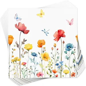 50 count Spring Napkins Disposable Floral Wildflower  Paper Napkins for Wedding,  Shower, Birthday,  Party Supplies