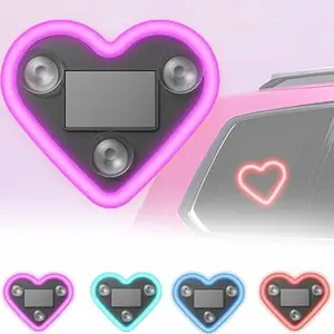 2-Pack Solar-Powered Heart LED Car Decorative Lights | Wireless Heart-Shaped Auto Accent Light | Cute Exterior & Dashboard Decoration | Creative Car Accessories | Perfect Christmas Gift | Led Car Ambient Light