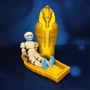 3D Printed Articulating Mummy and Sarcophagus – Unique Movable Figurine