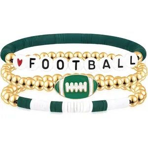 Game Day Football Baseball Soccer Softball Charm Bracelets for Women Men Stackable Sports Jewelry for Moms & Dads Sports Fans Team Jewelry Gift
