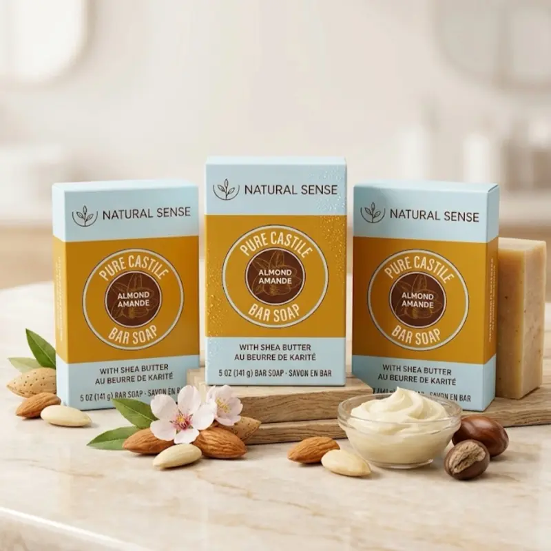 Almond Pure Castile Bar Soap, 3-Pack