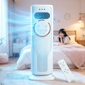 2-in-1 Bladeless Tower Fan & Space Heater – 3 Speeds, 2 Heat Settings, Remote Control, Ice/Water Cooling, Energy Efficient, Quiet Operation – All-Season Home Comfort Essential