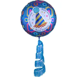 Festive Birthday AirWalker Foil Balloon with Fringe