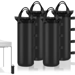 4 Sand Bags for Weight, Heavy Duty Sandbags for Canopy ,  Pop Up Tent Weights, Canopy Weight Bags for Gazebo, Outdoor Sun Shelter, Umbrella - Black, 6"x20", Without Sand