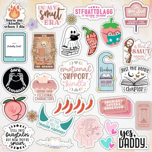 Smutty Book Sticker, 120pcs/set Book Themed Decorative Sticker, Waterproof Decal for Laptop, iPad, Ebook Reader & Water Bottle, Sticker Packs