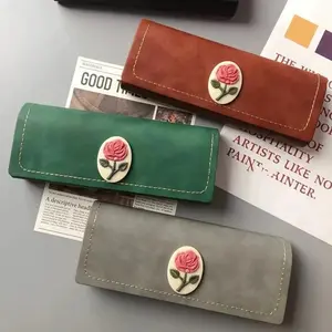 Vintage Fashion Rose Pattern Glasses Case Sunglasses Eyewear Storage Box Unisex Anti-Pressure PU Leather Eyeglasses Bag