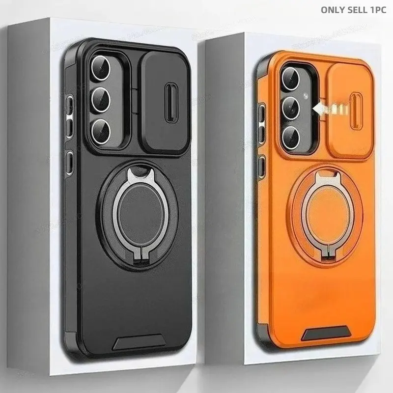 Case For Samsung Galaxy S26 S25 S24 S23 S22 S21 Ultra Plus S25 Edge S25FE S24FE Slide Camera Protect Magnetic holder Armor Cover Casing