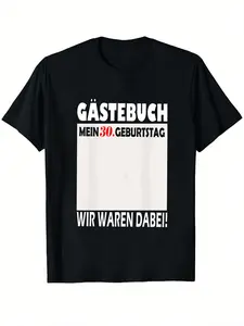 7.5oz T-Shirt Guest Book for 30th Birthday Celebration, Unisex Gift, Casual Loose-Fit Long Sleeve, All-Season Wear