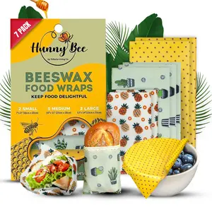 Trifecta Living Co. Versatile Beeswax Wraps,Set of 7-Fresh Food Keeper, Durable & Easily Cleaned, Sustainable Step Towards a Zero-Waste Kitchen, Unique Designs (Pineapple, Cactus, Star) Reusable