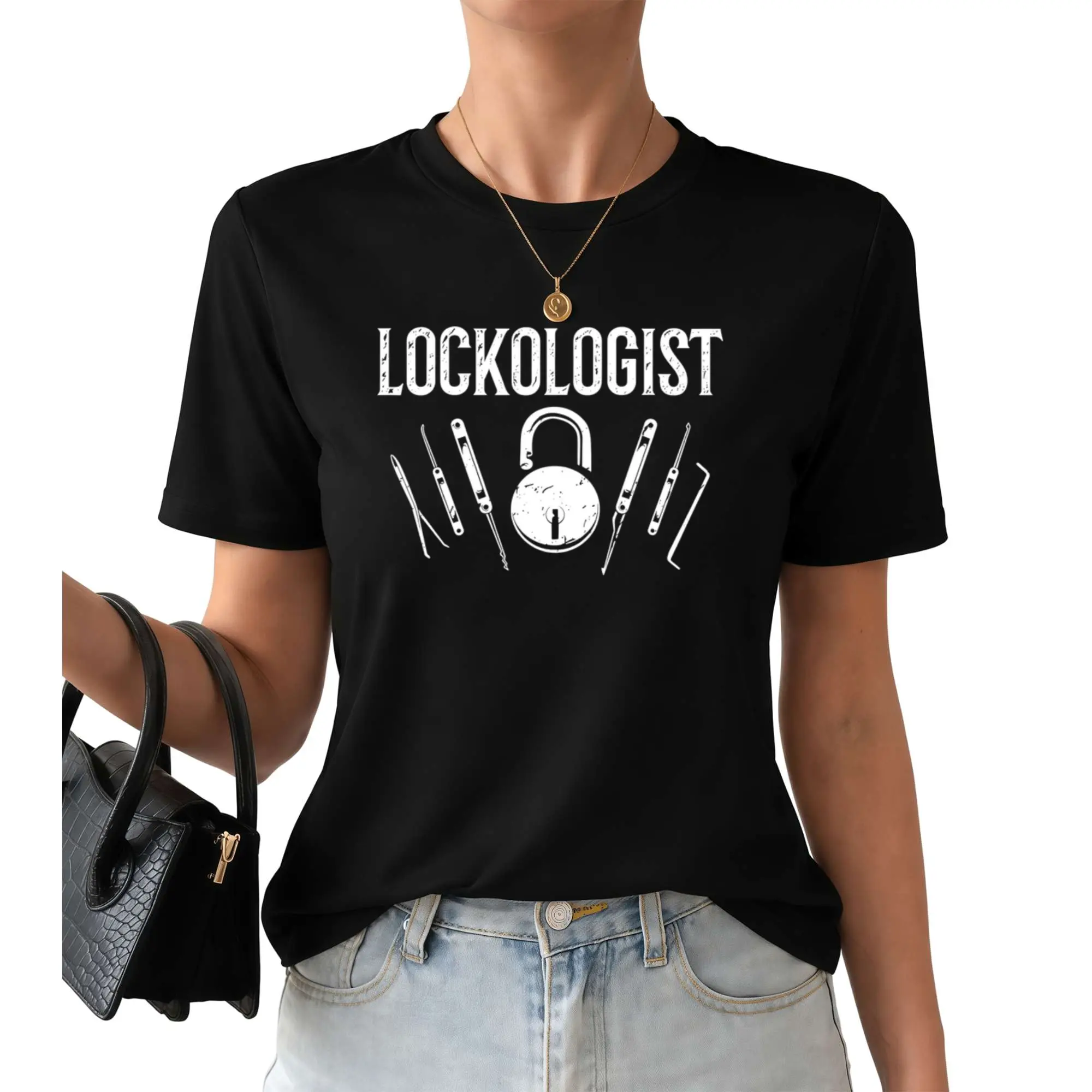 Women'S  Graphic T-Shirt - S for locksmith Design, Professional for locksmith Apparel with for lock Tools, Machine Washable Work Shirt Ideal for Job Sites