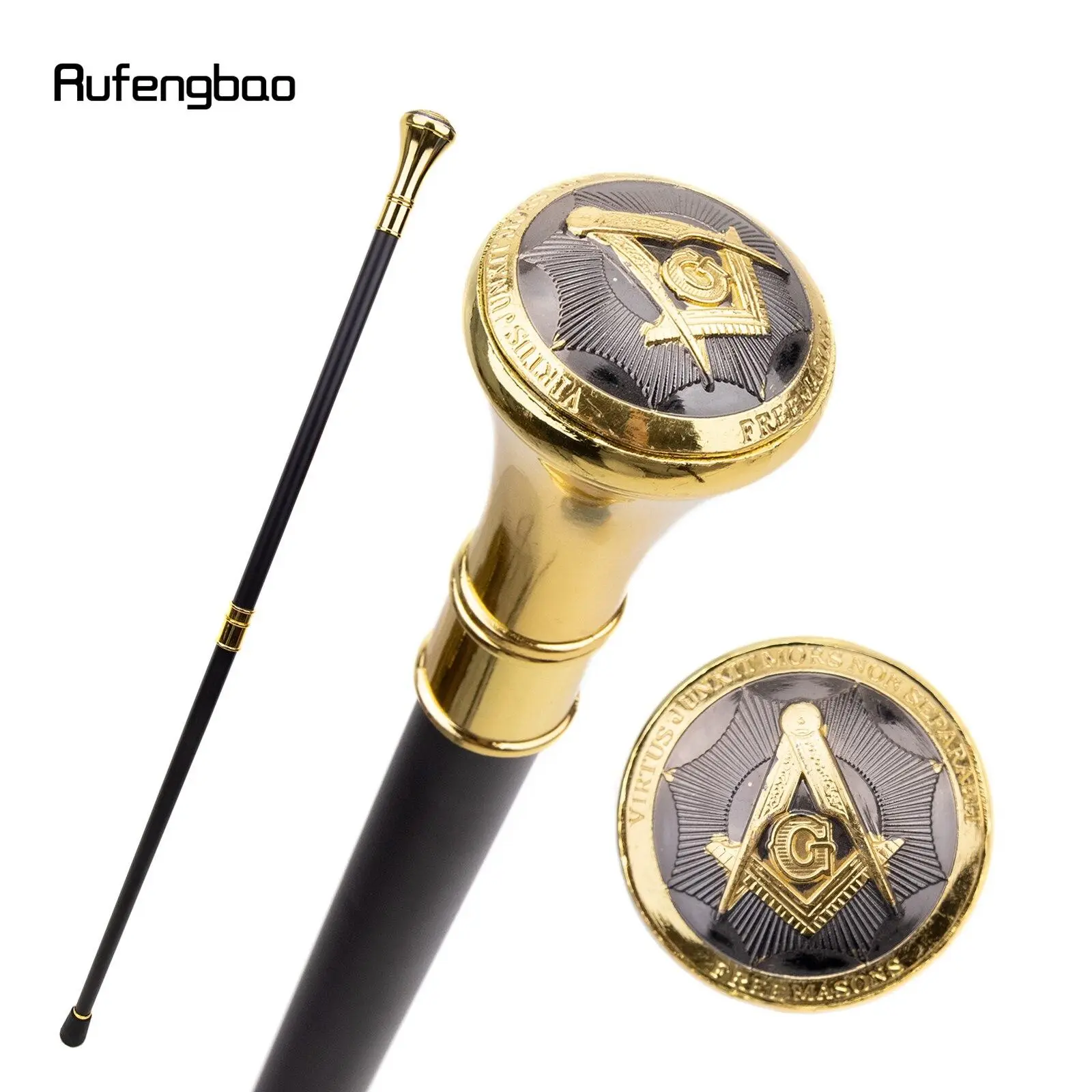 Golden Freemasonry Freemasons VG Totem Relief Walking Cane Fashion Walking Stick Gentleman Crosier Knob Walking Stick 93cm Hiking Gear Hiking Essentials