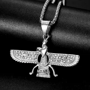 Hip Hop Ahura Pendant Necklace silver Gold Zoroastrian Pendant Iranian Jewelry  for Men Women Trendy Gothic Piece Layered Choker Daily