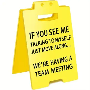 Funny Office Cubicle Decor, If You See Me Talking to Myself We're Having a Team Meeting Desk Sign, Team Office Gag Gifts Signage