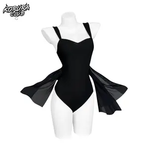 KORURACLUB 2026 Hottest Picks Hearttail Flutter Bodysuit KO128 - Unique Hearttail Design with Fluttering Effect for Versatile Outfits Tummy Control Clothing Black Women Basic