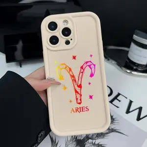 Phone Case Suitable for Iphone 11/12/13/14/15/16/17 Pro Promax Plus Air,Constellation Aries Pocket-Friendly Shockproof Silicone Protective Softcase