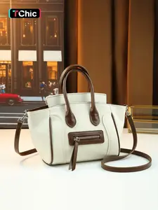 Retro color-block litchi texture smiley face handheld bag large capacity women's fashion dumpling bag
