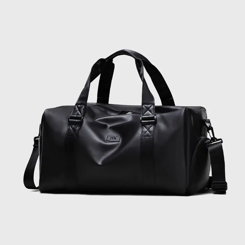Men's Carry-On Luggage Duffel Bag in Matte PU Leather, Waterproof Weekender for Travel & Gym with Shoe Compartment