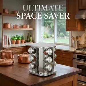 Rotating Turntable Rack Organizer, Space-Saving Multifunctional Kitchen Seasoning Utensil Holder