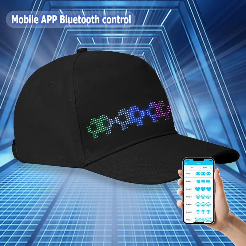 YOYOWAY LED Rolling Display Hat Customized Gif Picture And Text Bluetooth App Controlled Detachable Led Display Baseball Cap BlackFriday High-Quality