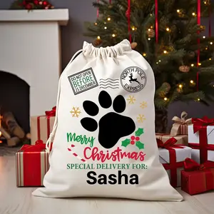 Custom Santa Sack,Personalized Pet Christmas Gift Sack – A Special Touch for Your Furry Friend Christmas Tree Gift Bag, Noel Gift Wrap,