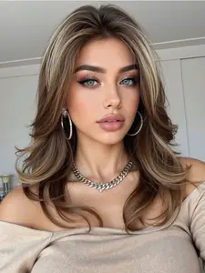 Fluffy Synthetic Hair Wig for Women, 16 Inch Medium Length, Perfect for Theme Parties, Cosplay, Halloween, Music Festivals, Weddings & Dates