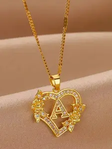 Heart Shaped Pendant Necklace, Initial Letter Necklace, Elegant Letter Design Necklace for Women & Girls, Fashion Jewelry for Party, Daily Decor, Trendy All-match & Exquisite Jewelry for Birthday Gift
