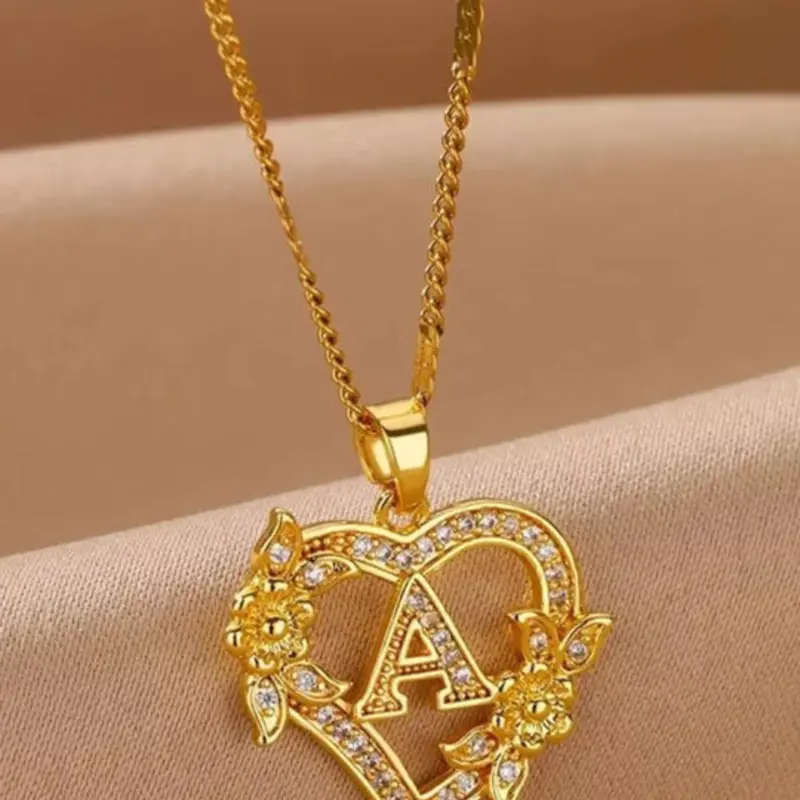 Heart Shaped Pendant Necklace, Initial Letter Necklace, Alphabet Heart Necklace, Elegant Letter Design Necklace for Women & Girls, Fashion Jewelry for Party, Daily Decor, Trendy All-match & Exquisite Jewelry for Birthday Gift, Love Necklace
