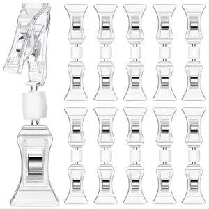 50 Pcs Double Sided Sign Clips Sign Display Mini Clip Clear Rotatable Merchandise Clip on Sign Holder Plastic Tag Clip