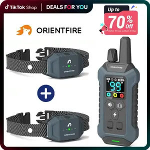 ORIENTFIRE Dog Training Collar 2-Pack IP67 Waterproof Dog Training Collar Set, Anti-Barking Silencer with Remote, Rechargeable 4200FT Control, 3 Safe Modes Vibration Sound for Large Medium Small Dogs
