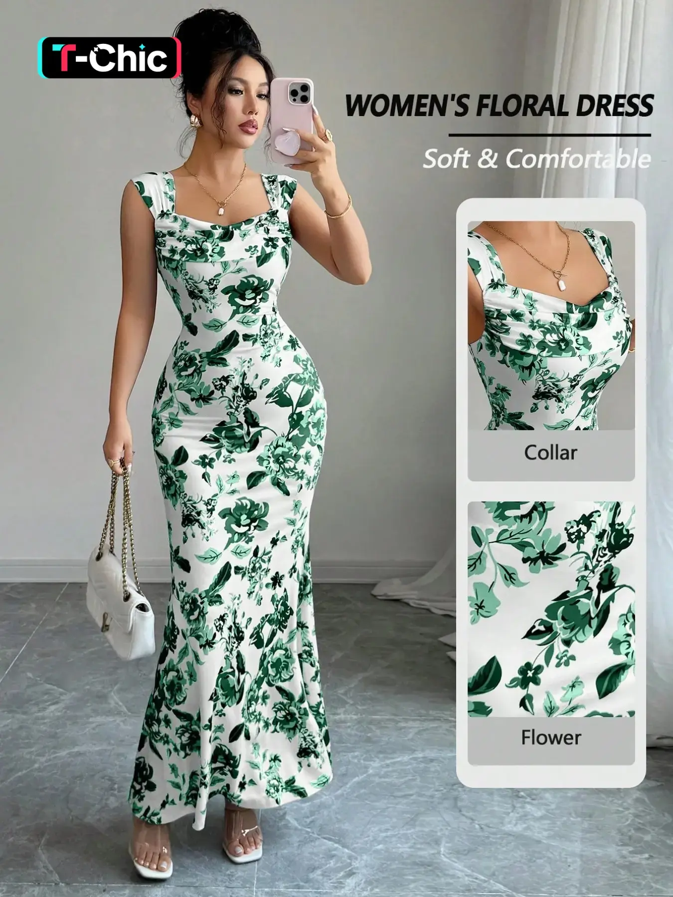 Women's Elegant Fashion Casual Floral Print Vacation Sleeveless Dress, Stylish Summer, Perfect for Travel and Daily Wear, Bohemian Casual Wear, Bohemian Summer Dresses
