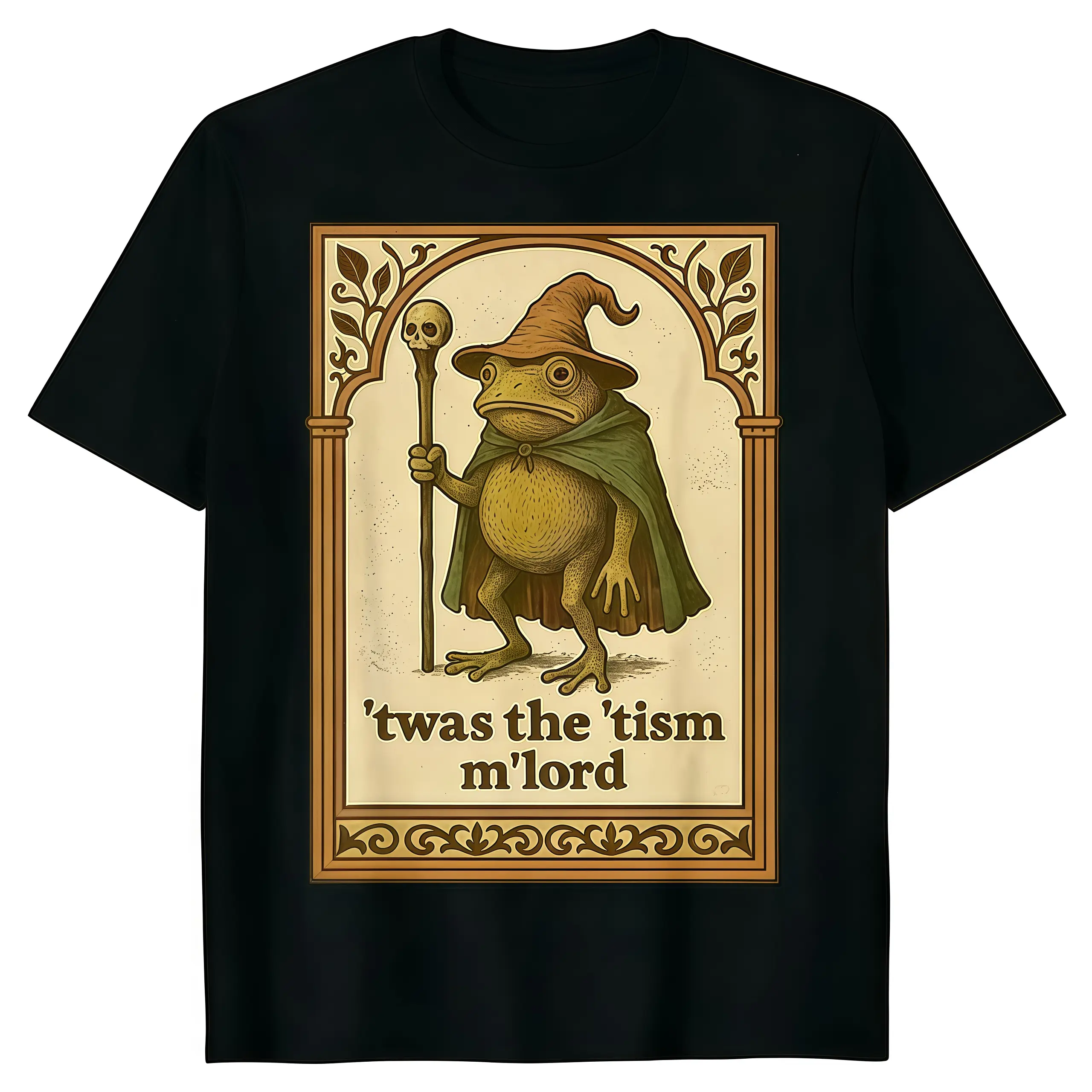 “This is my disease” Medieval Wizard Frog Tee | Unisex Autism Consciousness Black T-Shirt