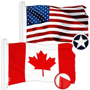 G128 Combo Pack: American USA Flag 2x3 Ft & Canada Canadian Flag 2x3 Ft | Both ToughWeave Series Embroidered 210D Polyester, Embroidered Design, Indoor/Outdoor, Vibrant Colors, Brass Grommets